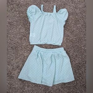 NWT Speechless Kids Girls Two Piece Skirt & Cold Shoulder Top Set Size 8